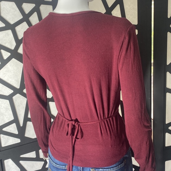 American Apparel Deep Red Wrap Blouse - Picture 5 of 5